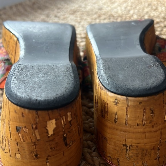 Made in Italy Jeon Leather Colorful Art to Wear Cork Platform Slip On Sandals 8 - Picture 8 of 15